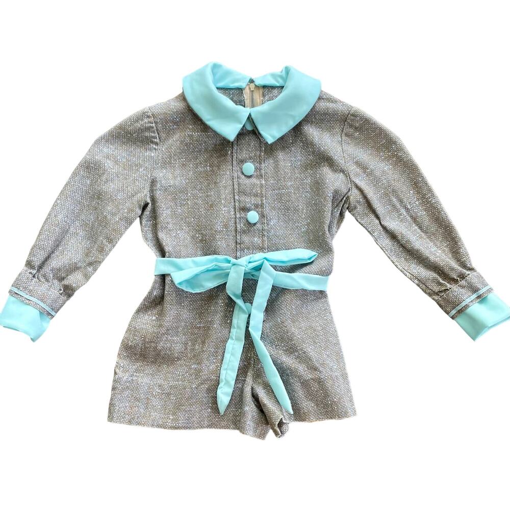 Vintage Childrens Toddlers Gray Romper 4T